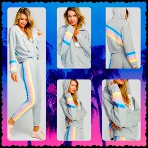 Wildfox “Spectrum Marquis” Rainbow Striped Hoodie